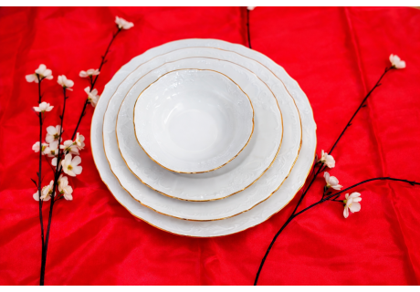 פס זהב לבן - קערות שונות