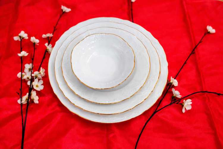 פס זהב לבן - קערות שונות