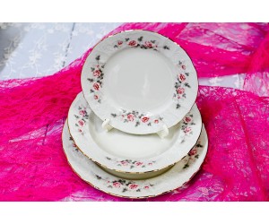 פרח ורוד -סט 18 צלחות