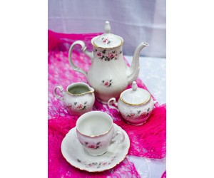 פרח ורוד - סט קפה ותה
