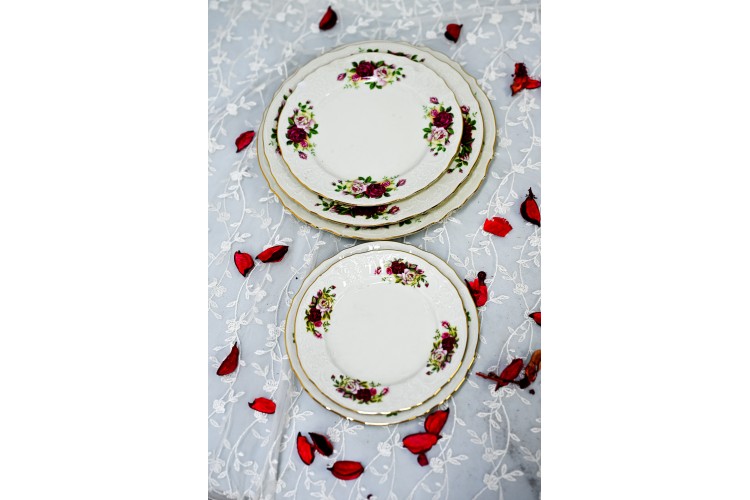 שושנה אדומה - צלחות בגדלים שונים