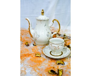 עיטור זהב עבה - סט קפה ותה