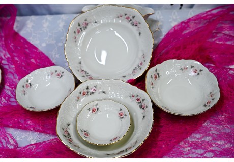 פרח ורוד - קערות בגדלים שונים