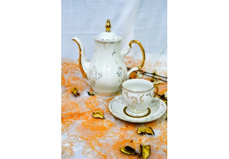 עיטור זהב עבה - סט קפה ותה